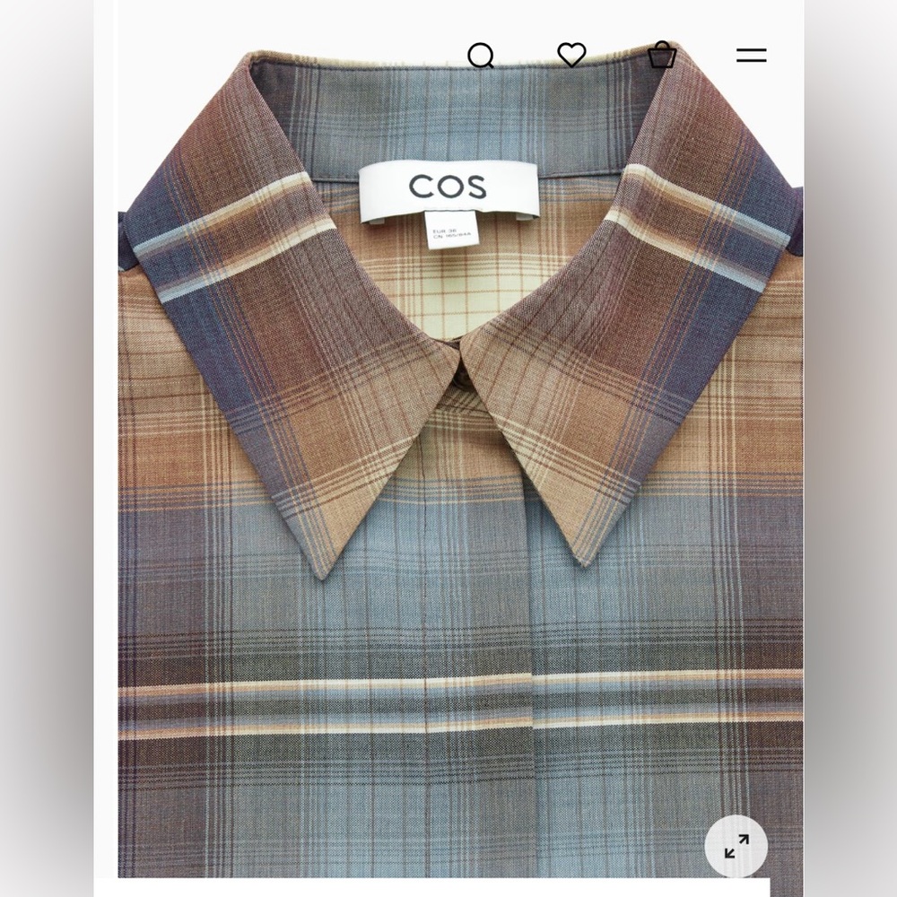 COS Oversized checked wool blend shirt with buttons dropped shoulders sz 12 - Picture 2 of 8